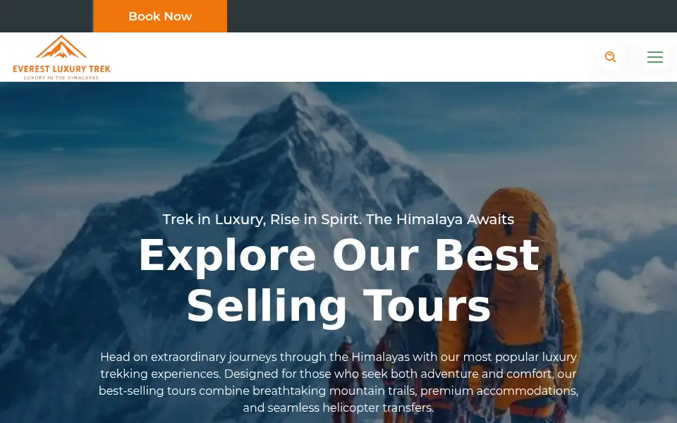 Screenshot of everestluxurytrek.com