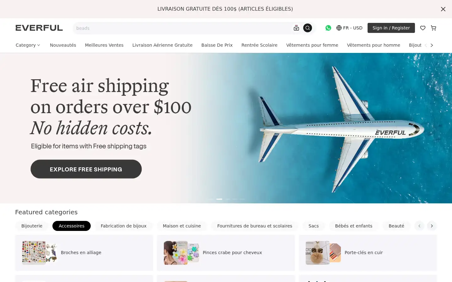 Screenshot of everfulwholesale.com