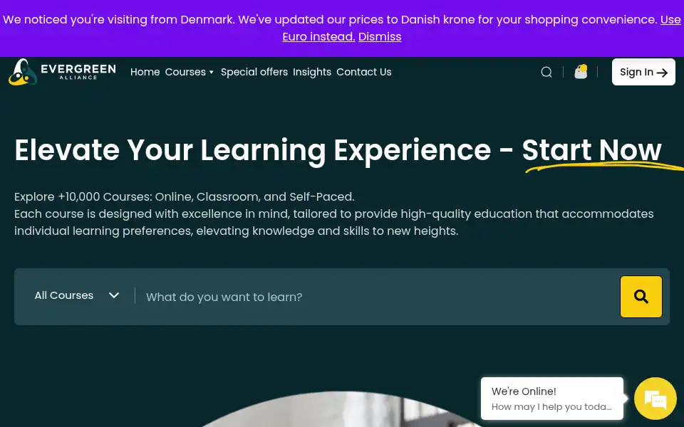Screenshot of evergreenalliance.org
