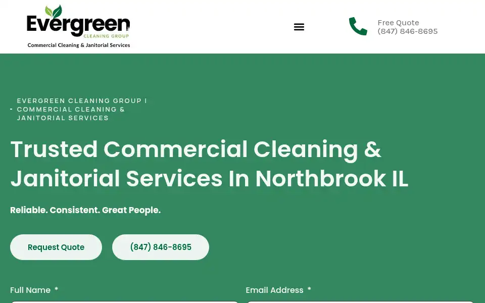 Screenshot of evergreencleaninggroup.com