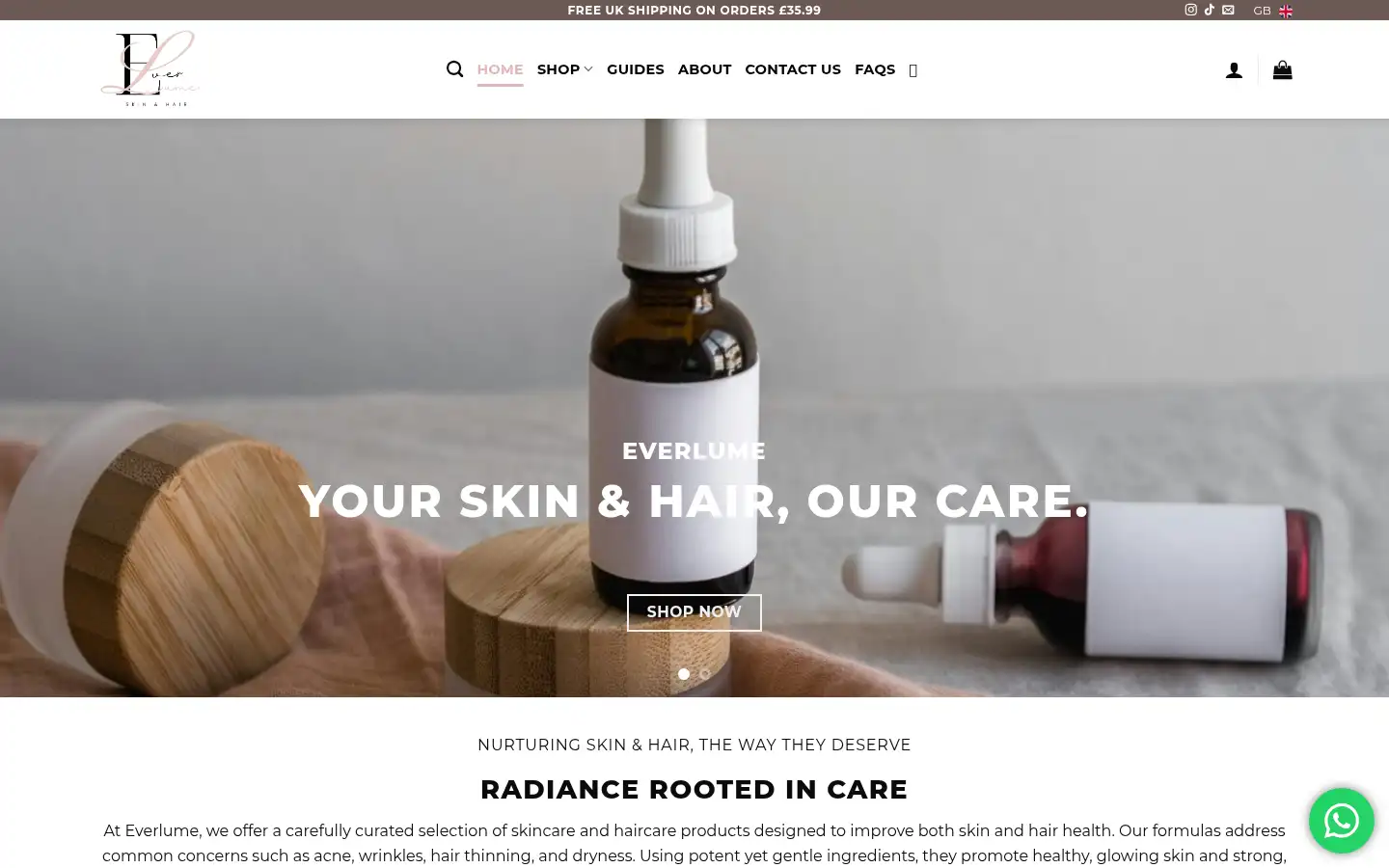 Screenshot of everlume.co.uk