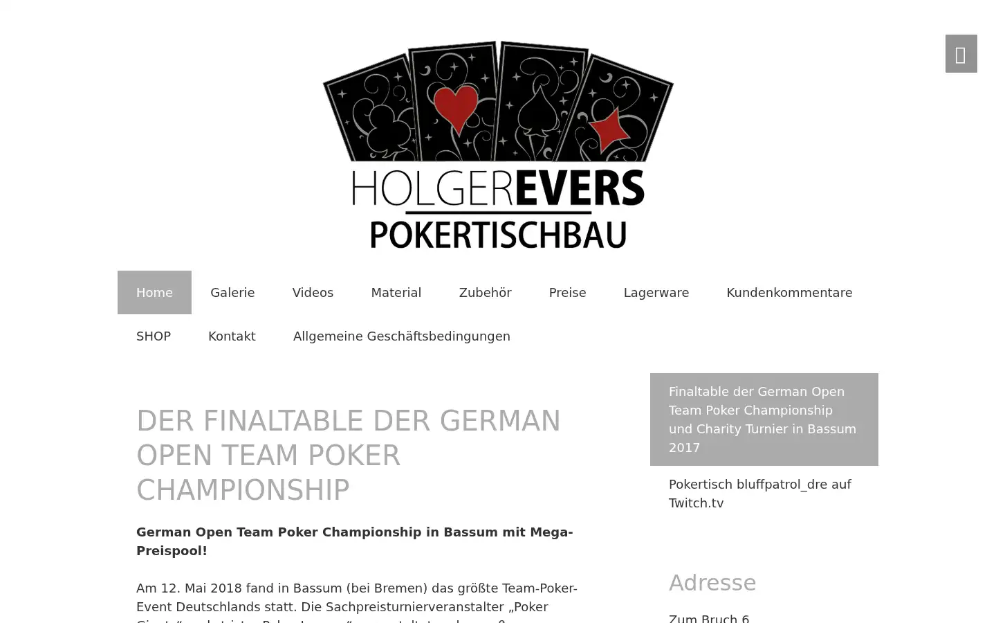 Screenshot of evers-pokertische.de