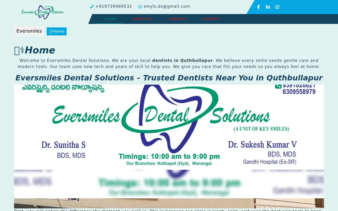 Screenshot of eversmilesdentalclinic.com