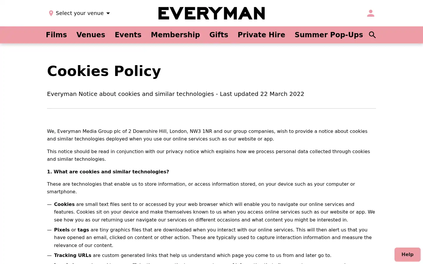 Screenshot of everymancinema.com