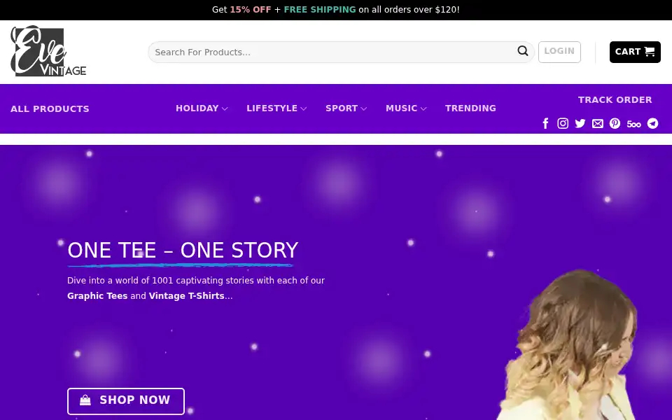Screenshot of evevintage.com