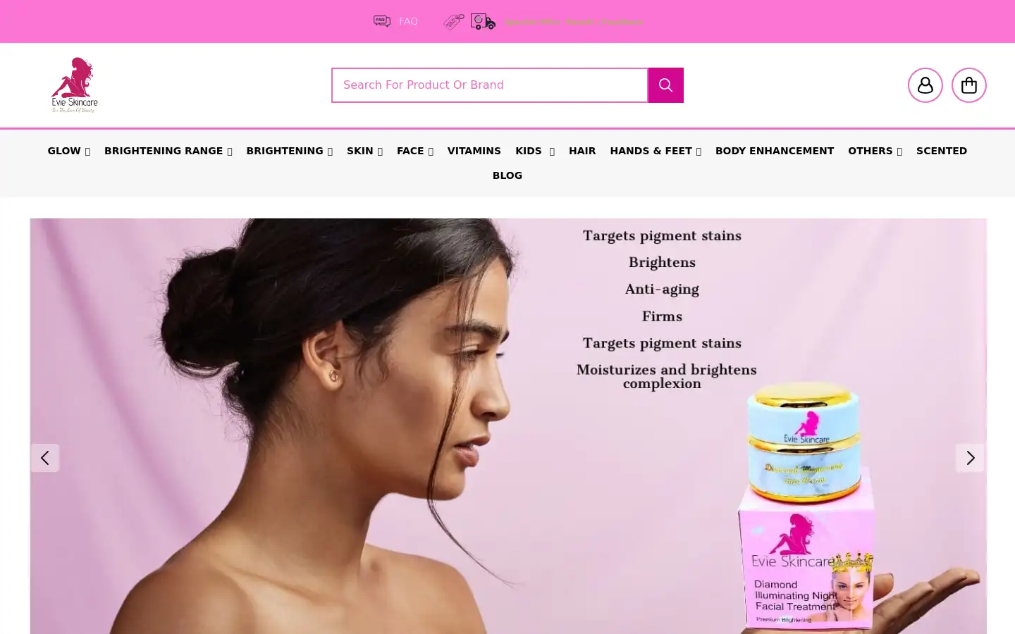 Screenshot of evieskincareltd.com