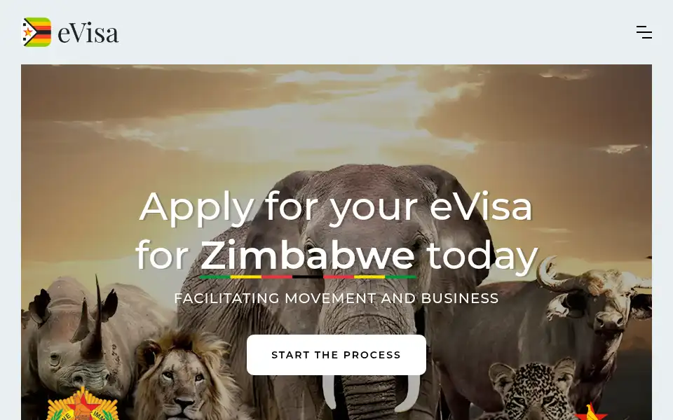 Screenshot of evisa.gov.zw