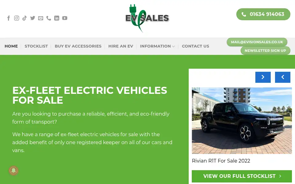 Screenshot of evisionsales.co.uk