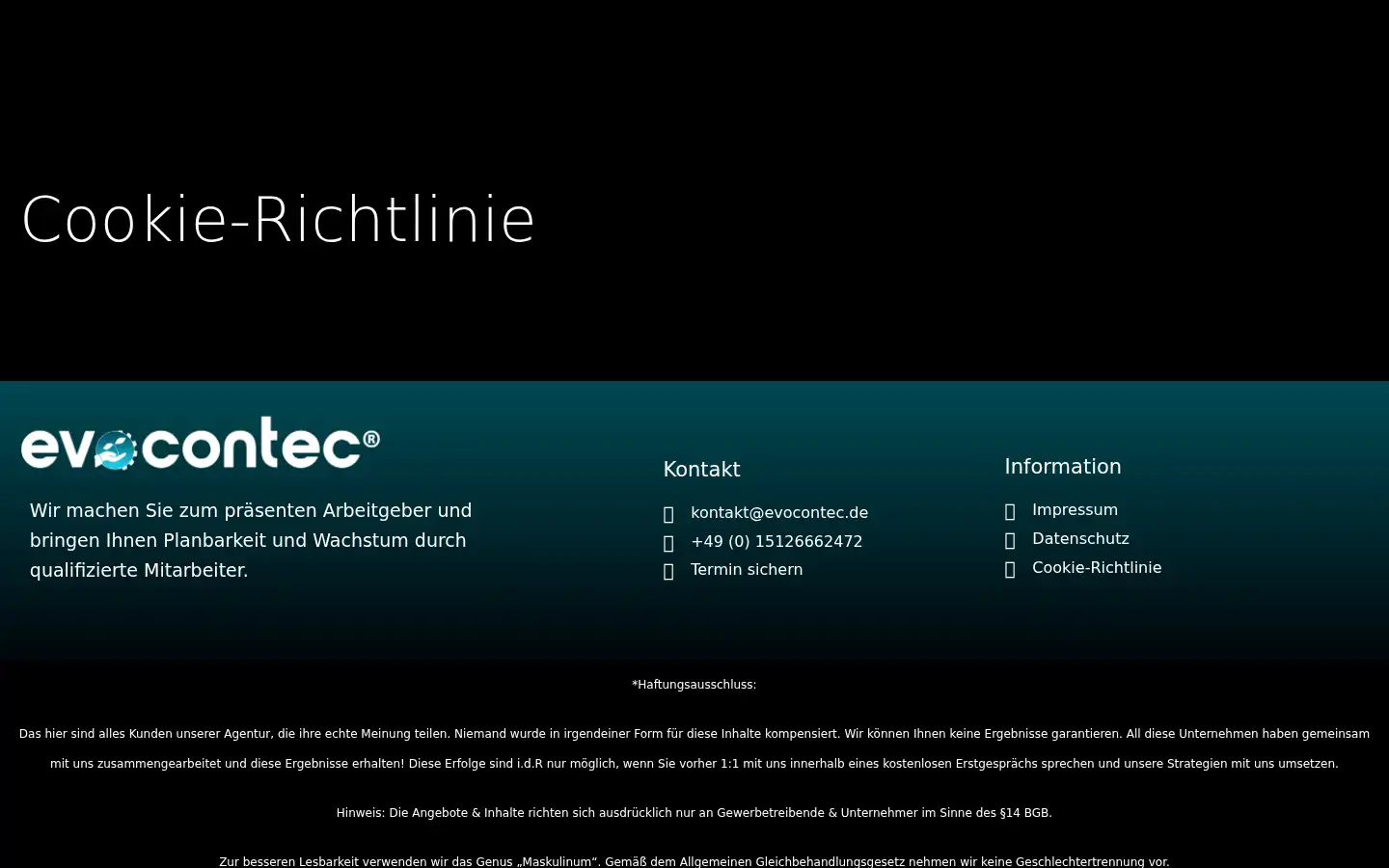 Screenshot of evocontec.de