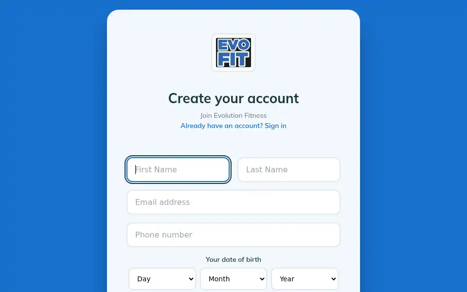Screenshot of evolutionfitness.fit