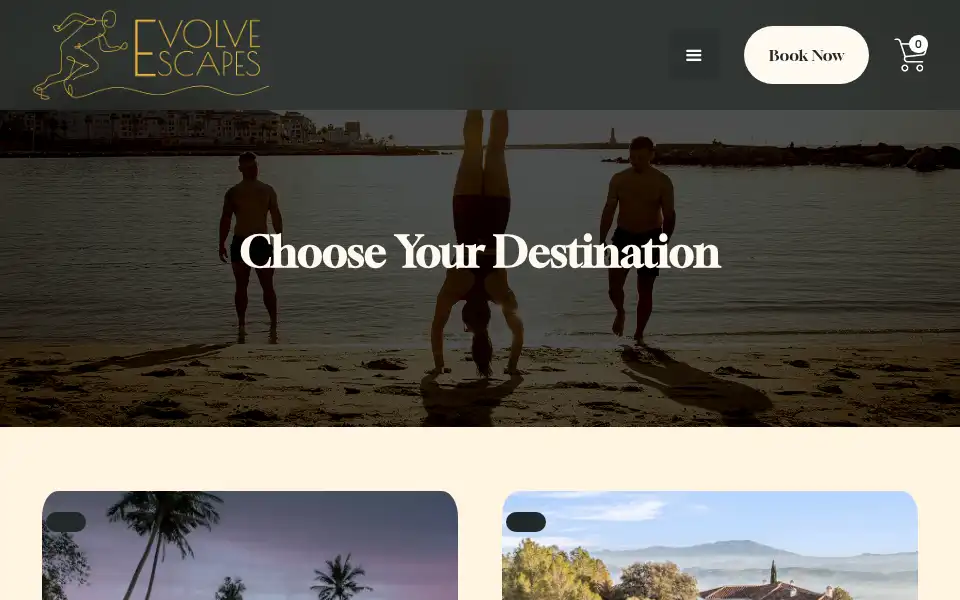 Screenshot of evolve-escapes.com
