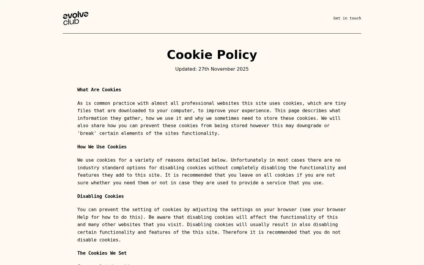 Screenshot of evolve.uk