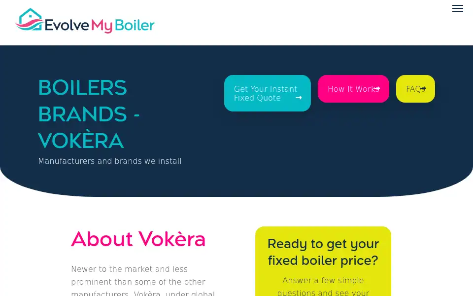 Screenshot of evolvemyboiler.co.uk