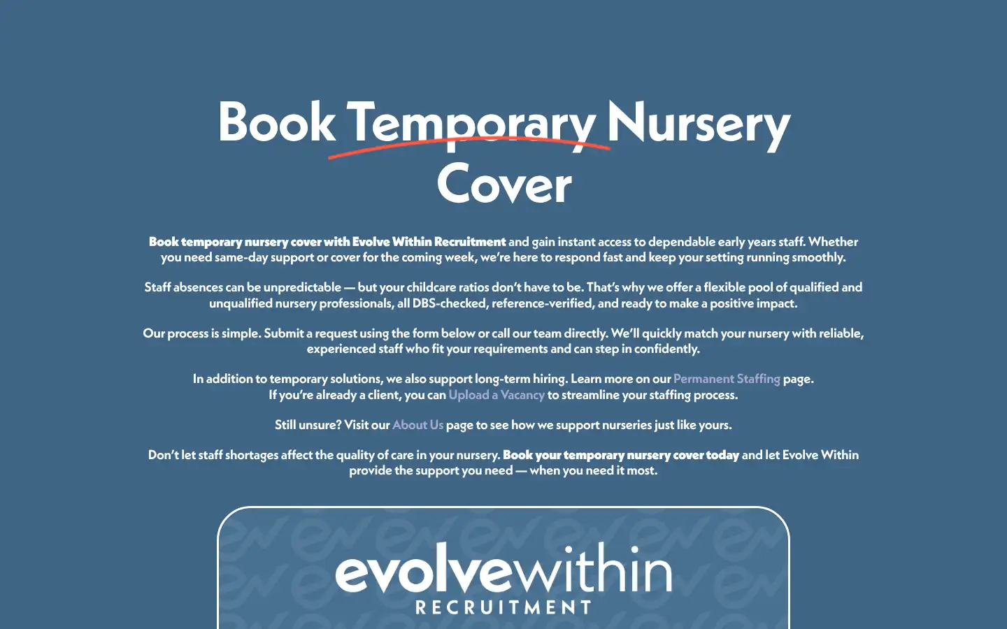 Screenshot of evolvewithinrecruitment.com