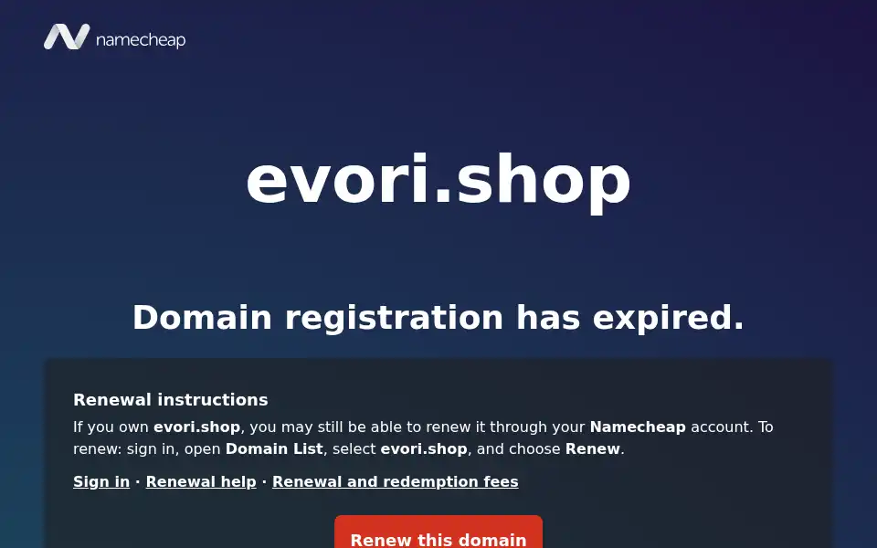 Screenshot of evori.shop