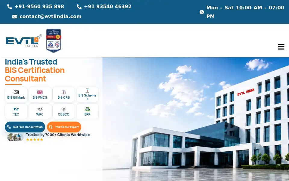 Screenshot of evtlindia.com