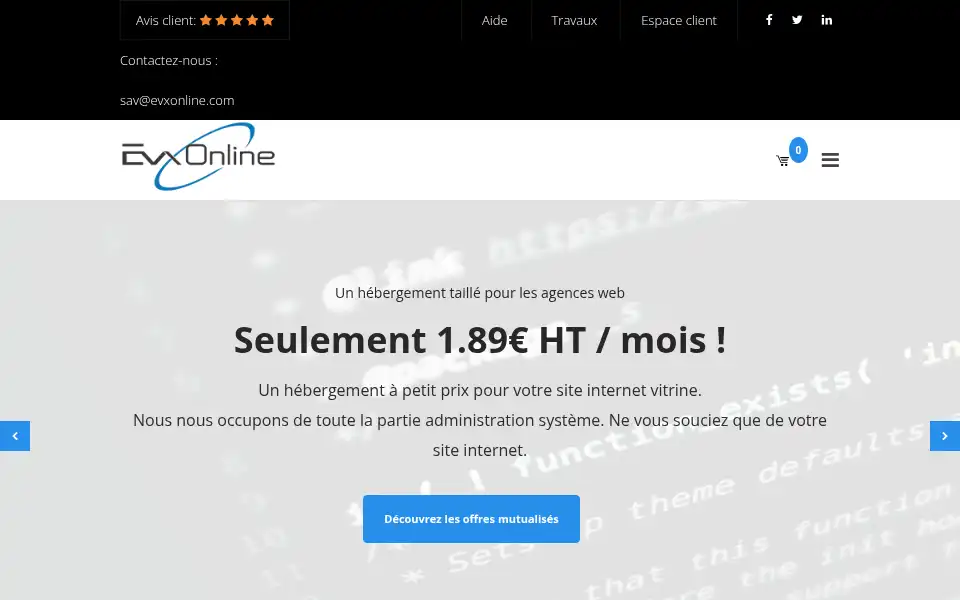Screenshot of evxonline.com