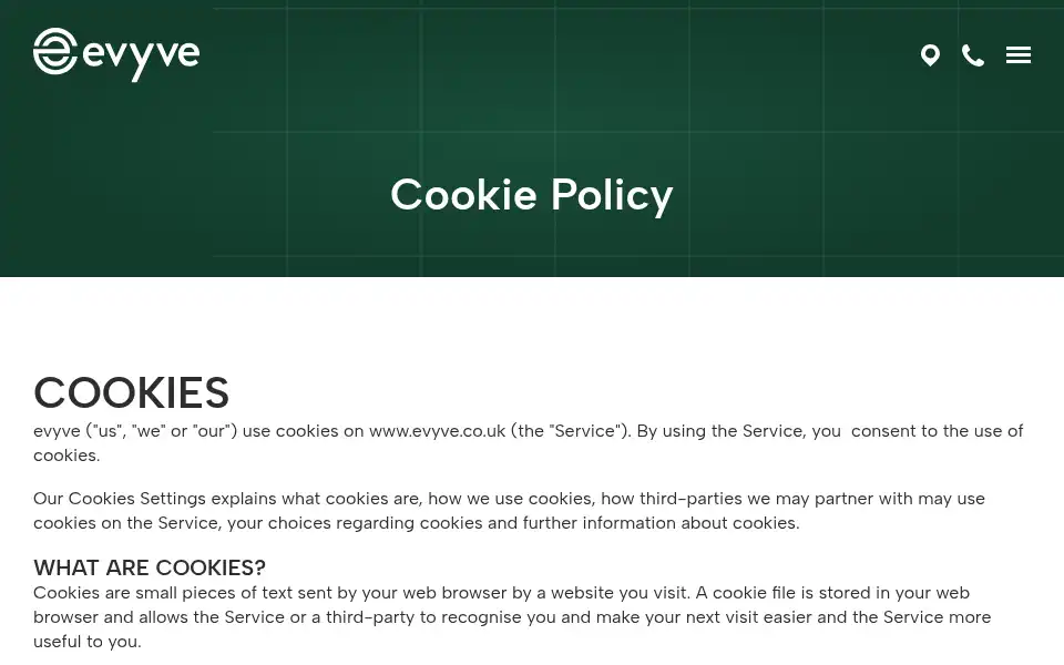 Screenshot of evyve.co.uk