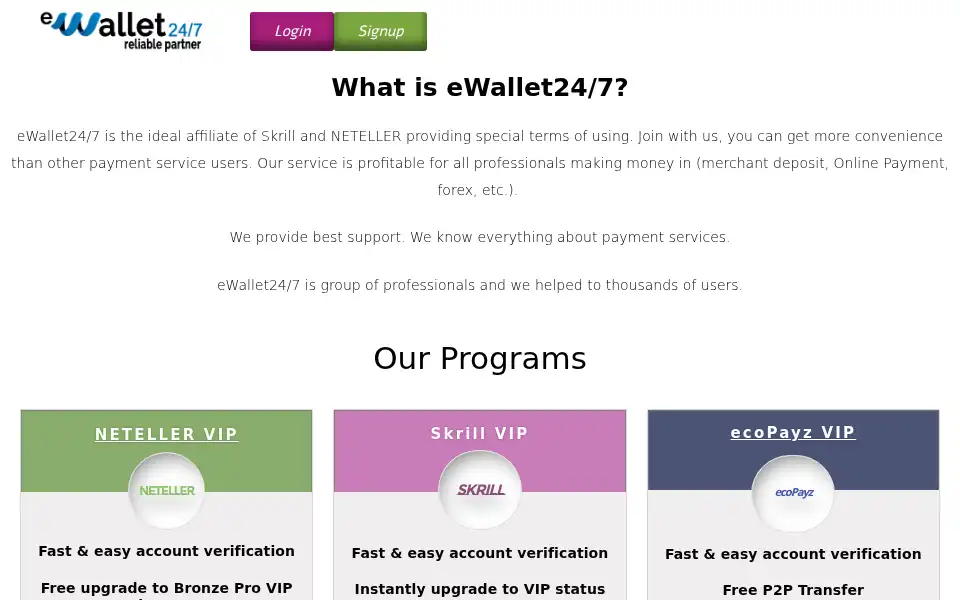 Screenshot of ewallet247.com