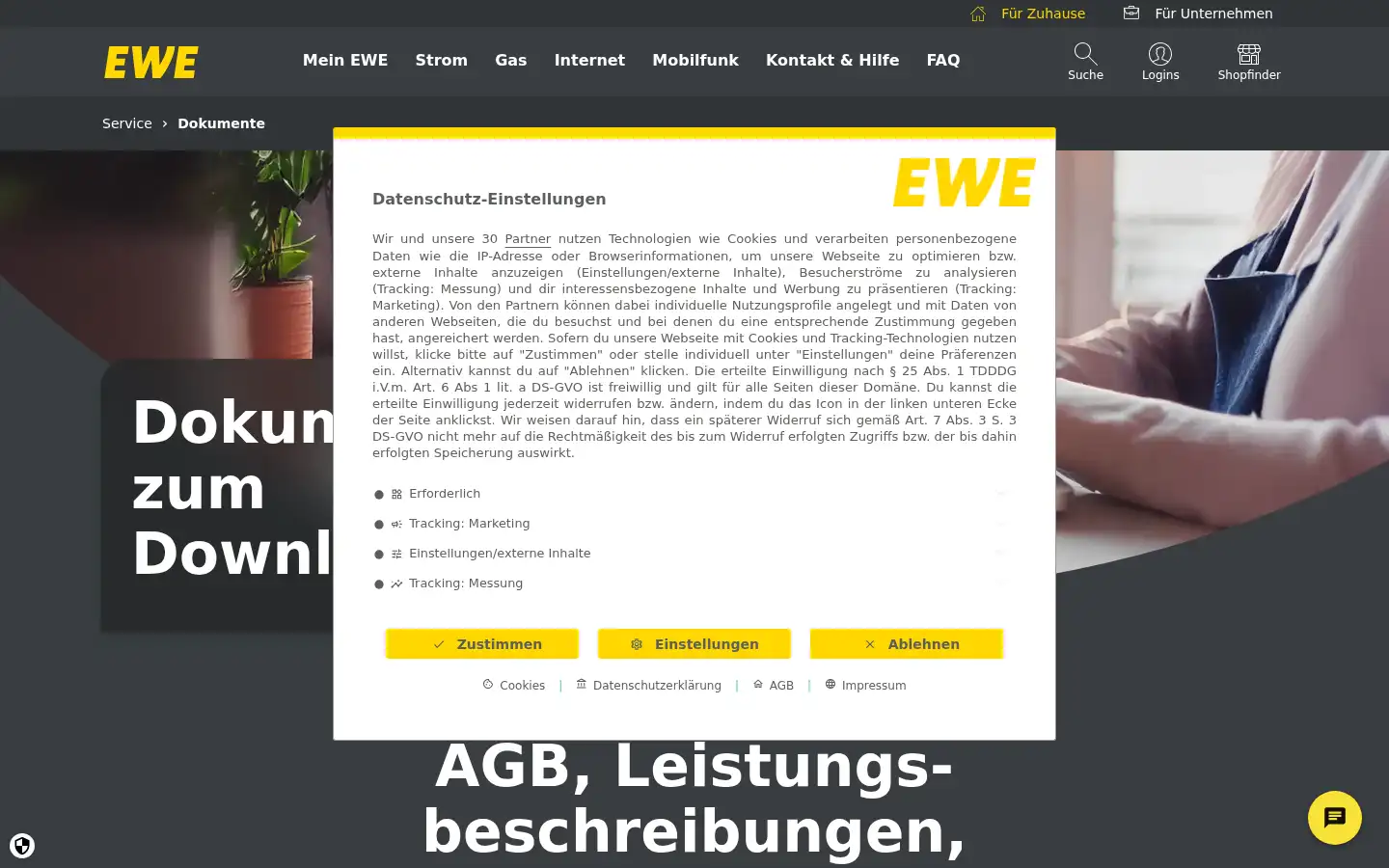 Screenshot of ewe.de