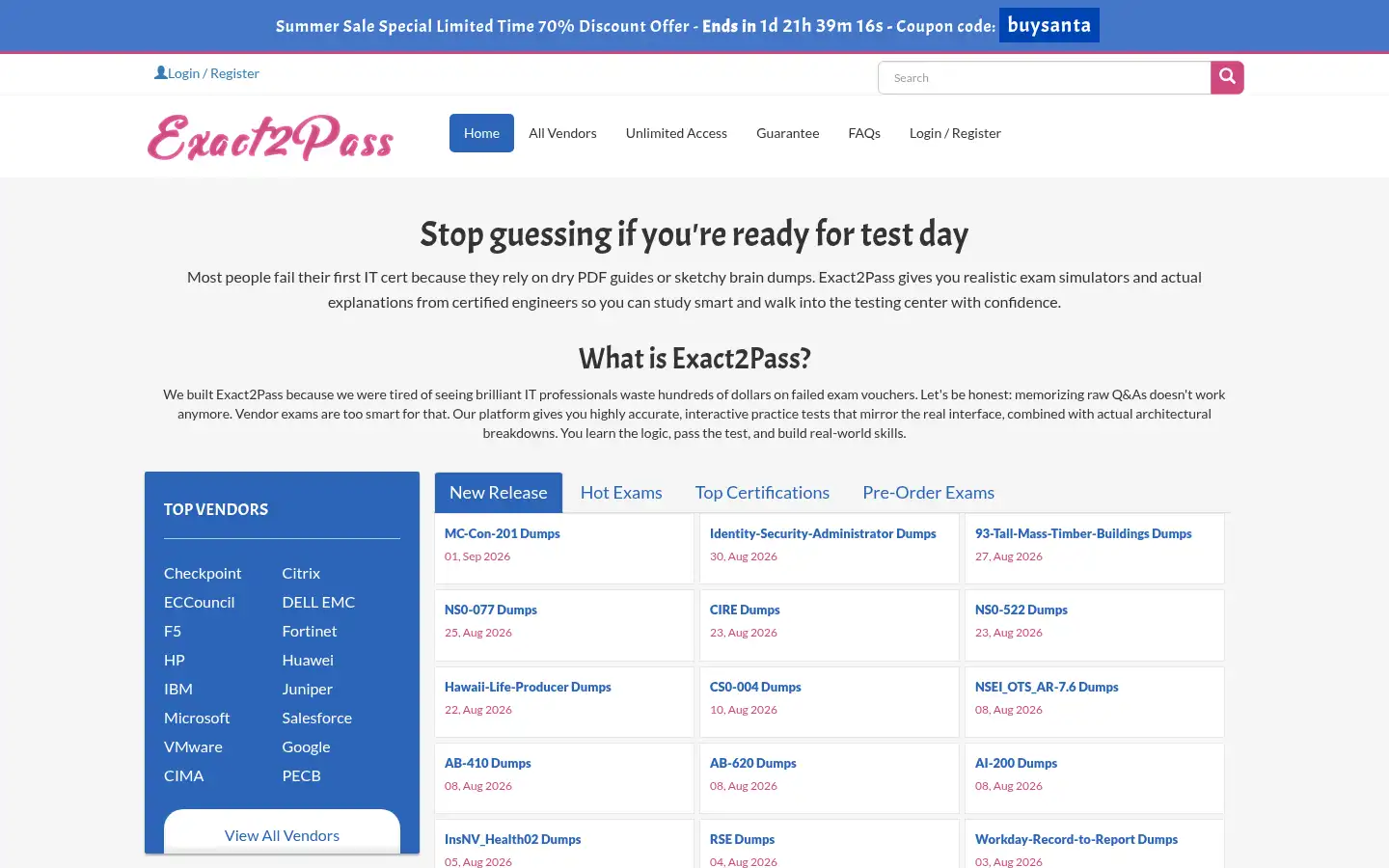Screenshot of exact2pass.com
