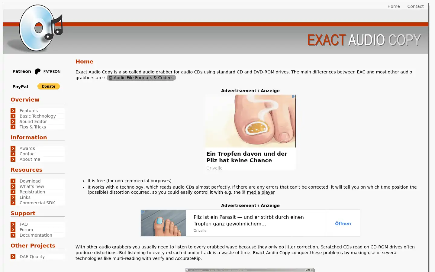 Screenshot of exactaudiocopy.de