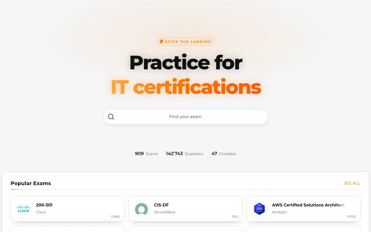 Screenshot of examcademy.com