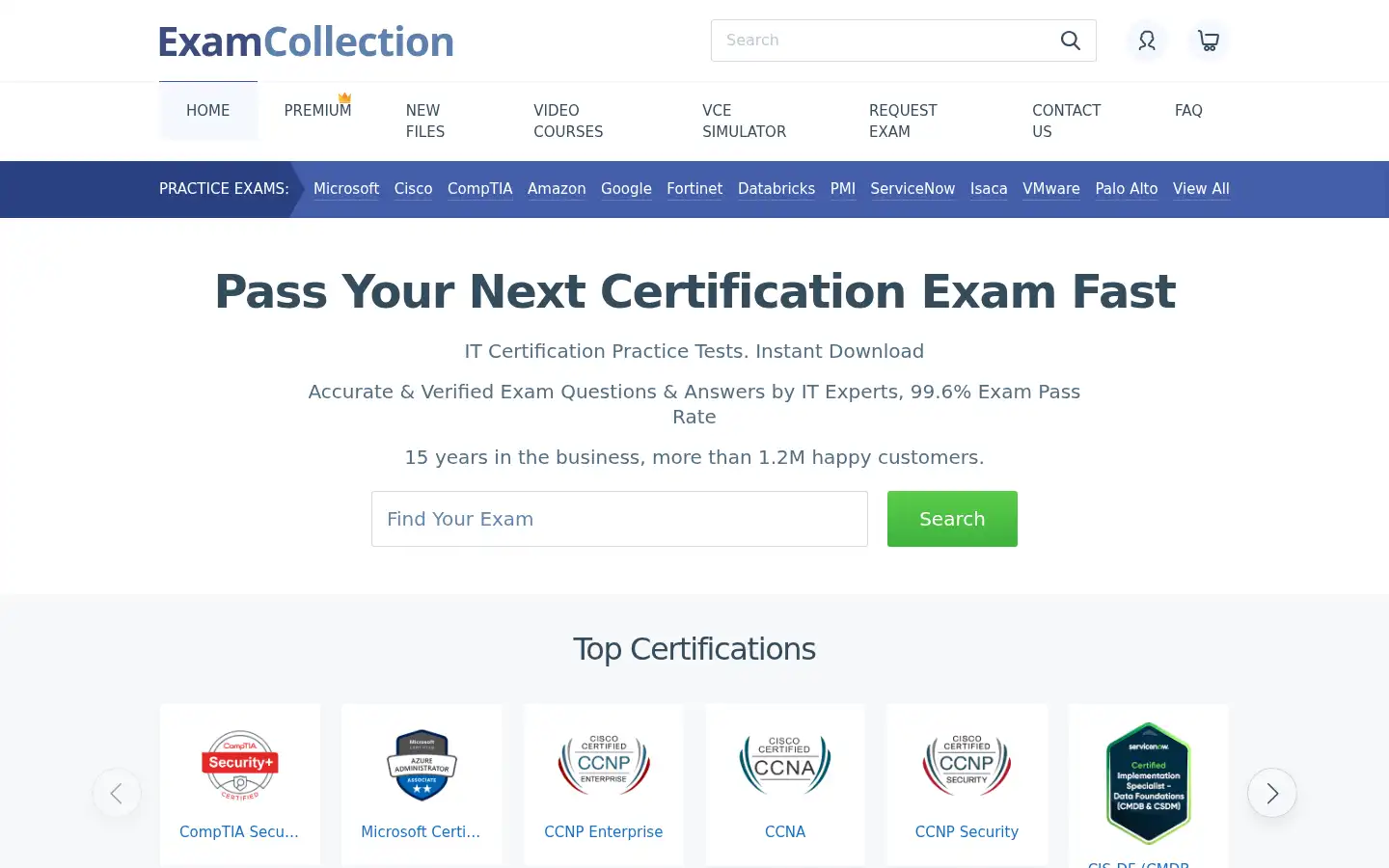 Screenshot of examcollection.com