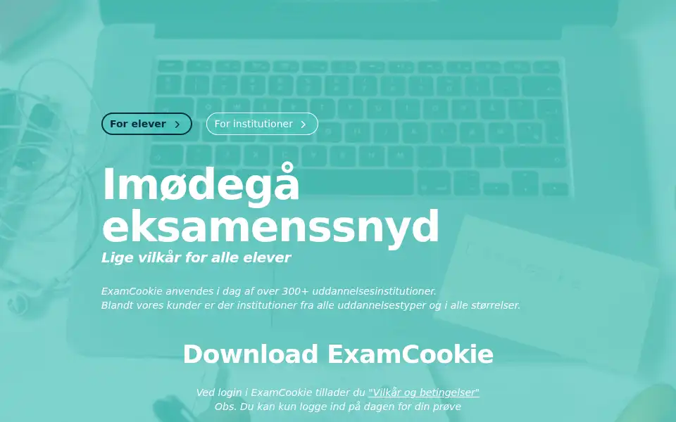 Screenshot of examcookie.dk