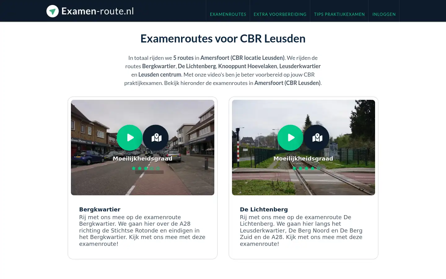 Screenshot of examen-route.nl