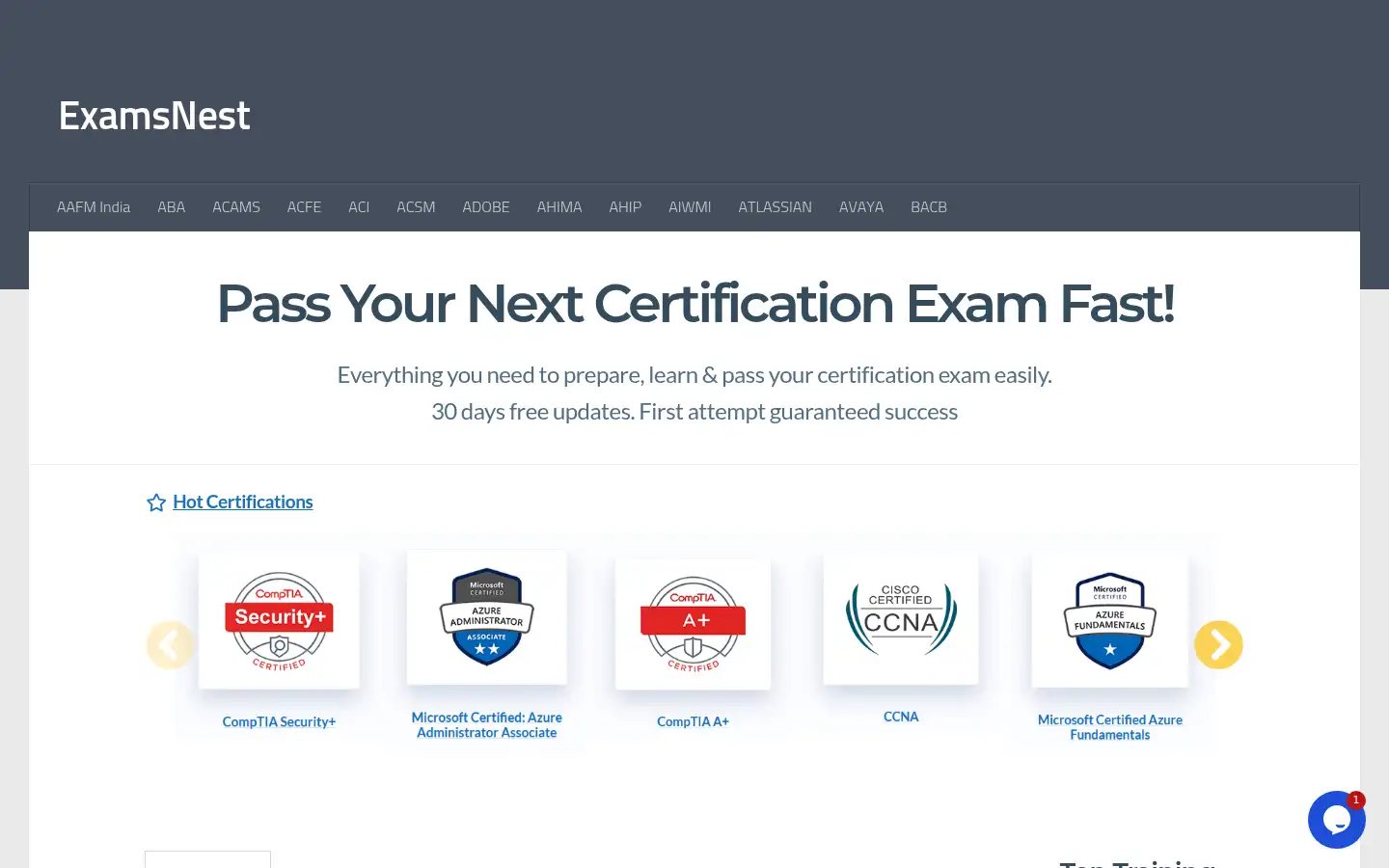 Screenshot of examsnest.com