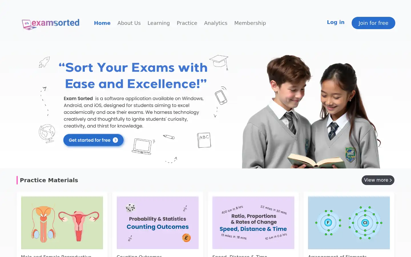 Screenshot of examsorted.com