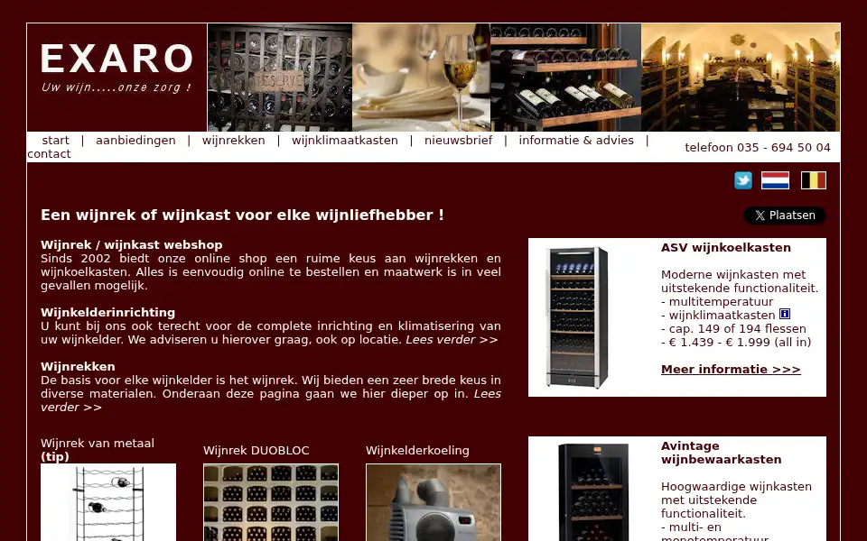 Screenshot of exaro.nl
