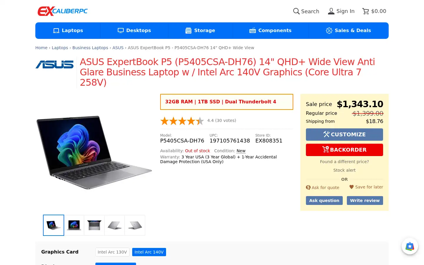 Screenshot of excaliberpc.com