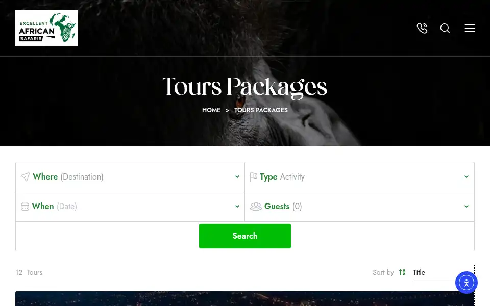 Screenshot of excellentafricansafaris.com
