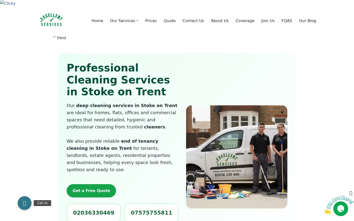 Screenshot of excellenthousecleaners.com