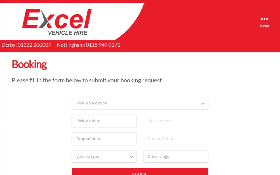 Screenshot of excelvehiclehire.co.uk