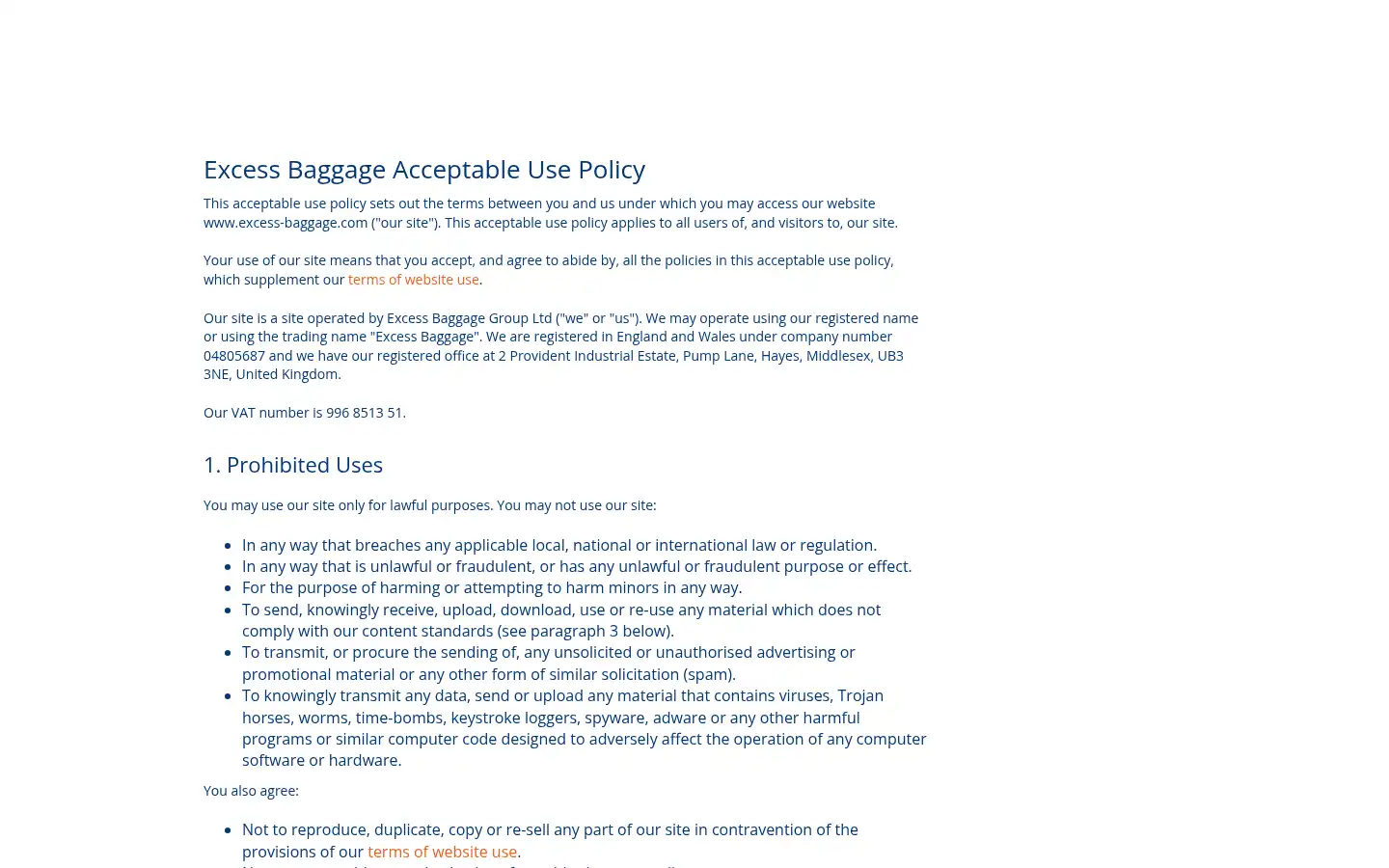 Screenshot of excess-baggage.com