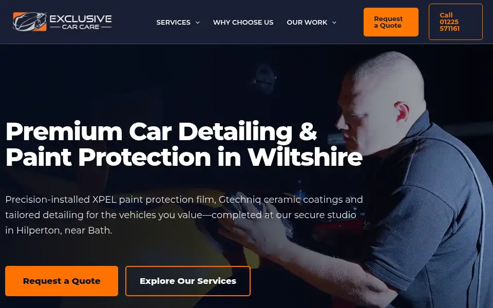 Screenshot of exclusivecarcare.co.uk