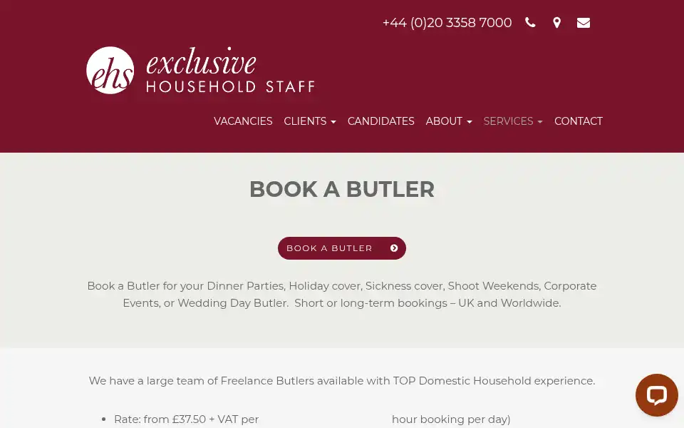 Screenshot of exclusivehouseholdstaff.com