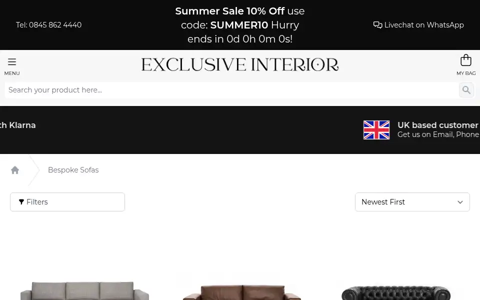 Screenshot of exclusiveinterior.co.uk