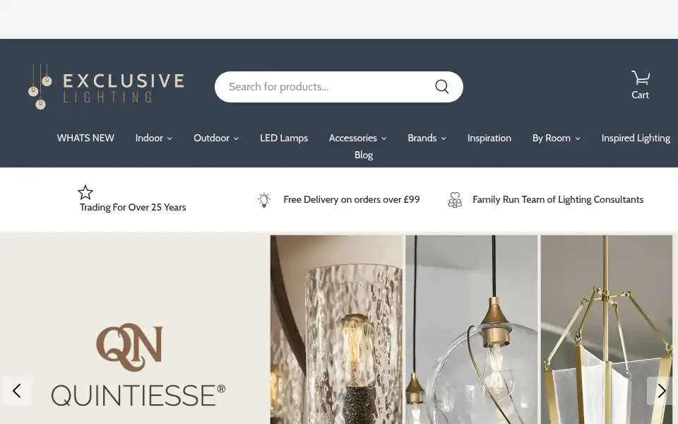 Screenshot of exclusivelighting.co.uk