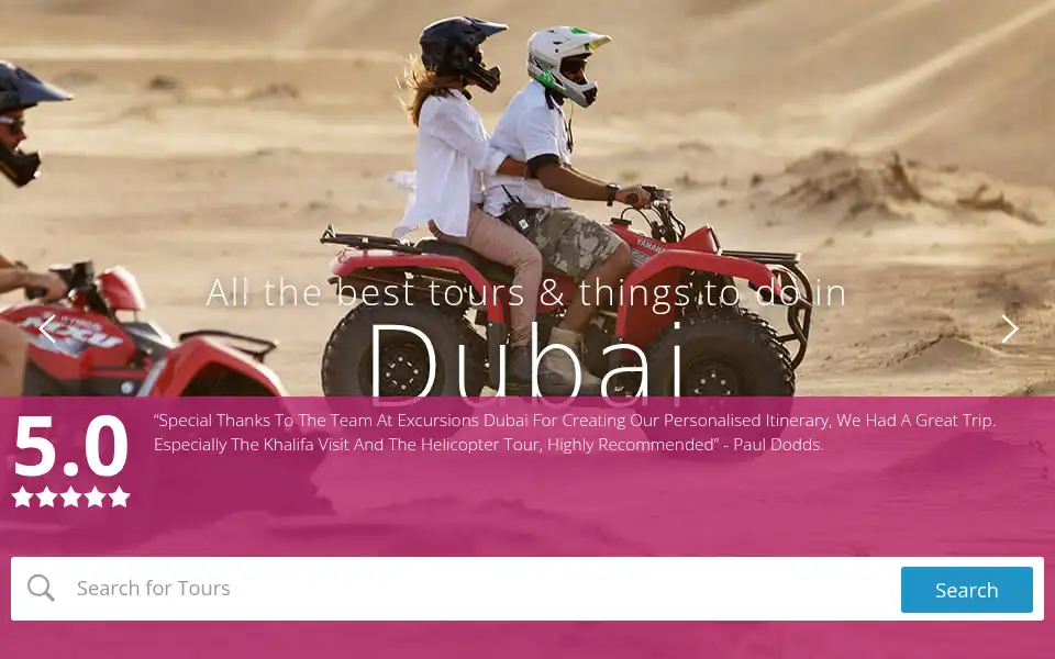 Screenshot of excursionsdubai.com
