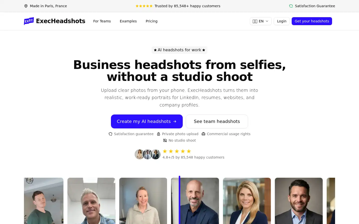 Screenshot of execheadshots.com