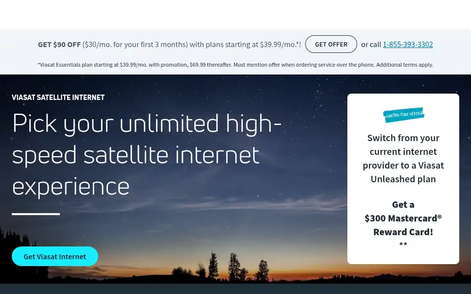 Screenshot of exede.com