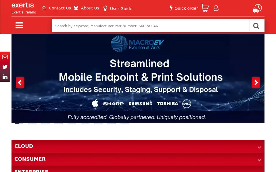 Screenshot of exertis.ie