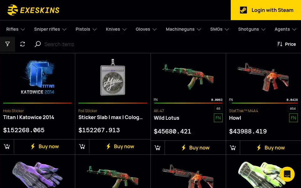 Screenshot of exeskins.com