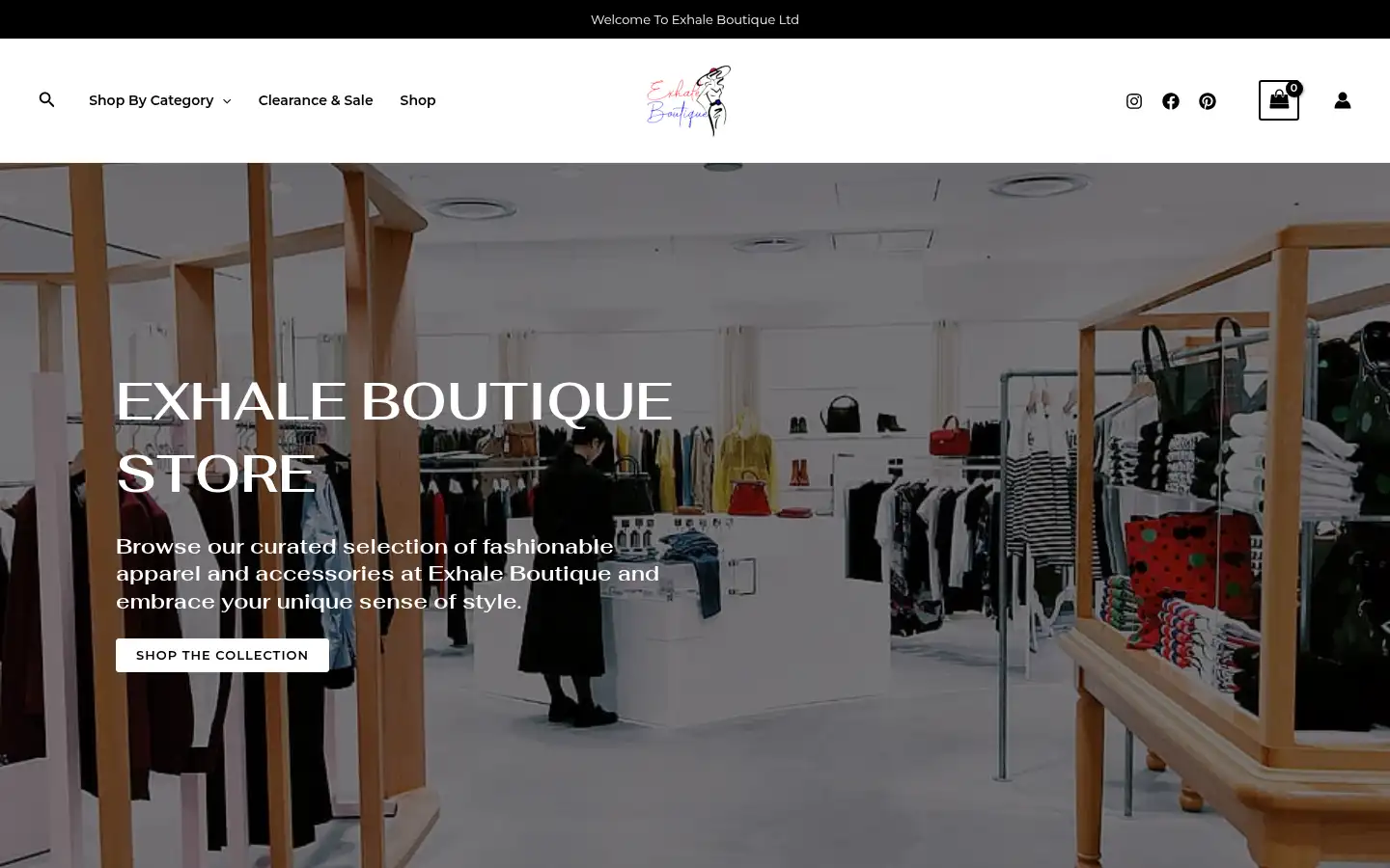 Screenshot of exhaleboutique.co.uk