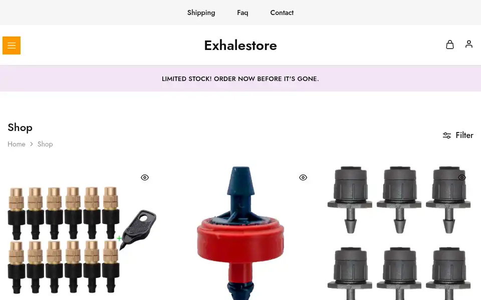 Screenshot of exhalestore.co.uk