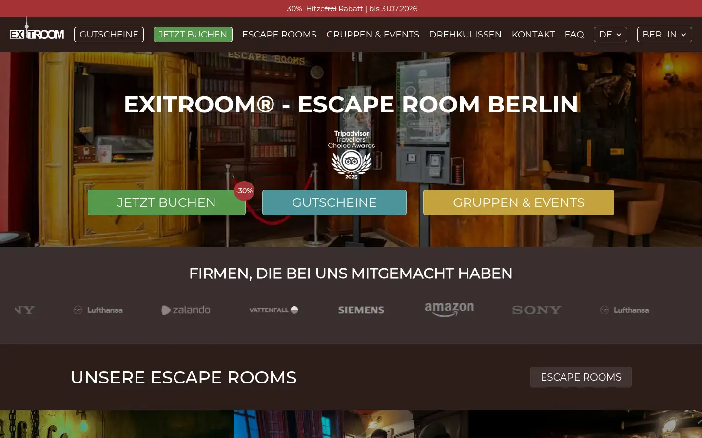 Screenshot of exitroom.berlin